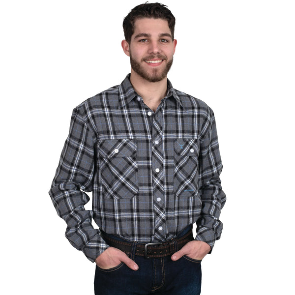 Men's Justb Country Evan Flannel Shirt- Grey