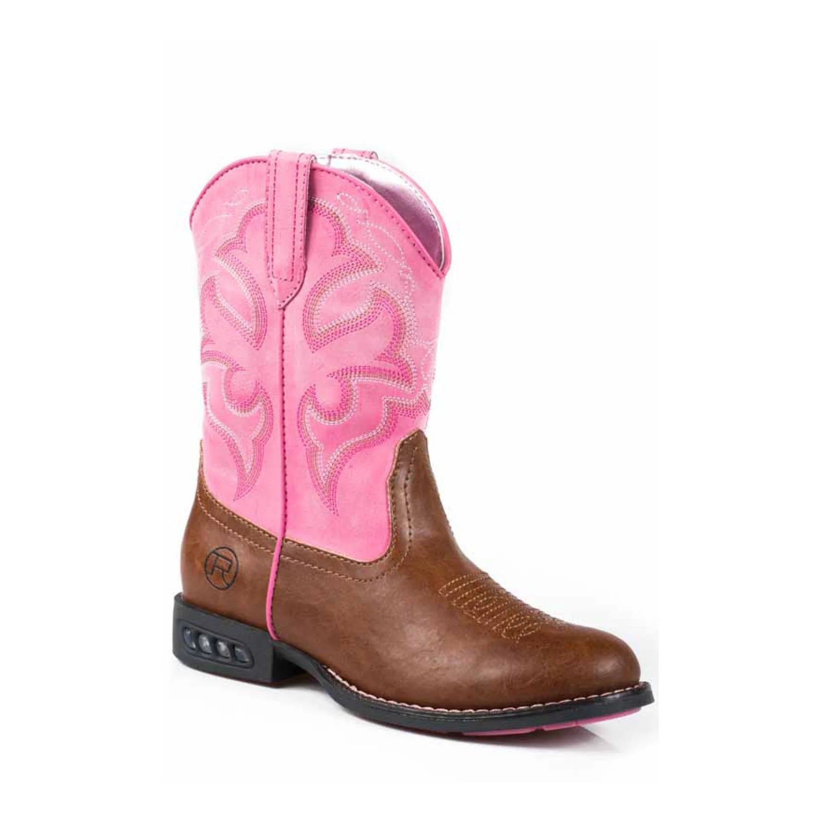 Roper Girls Lightning Boots- Tan/Pink