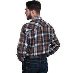 Men's Just Country Evan Flannel Shirt- Brown/Navy