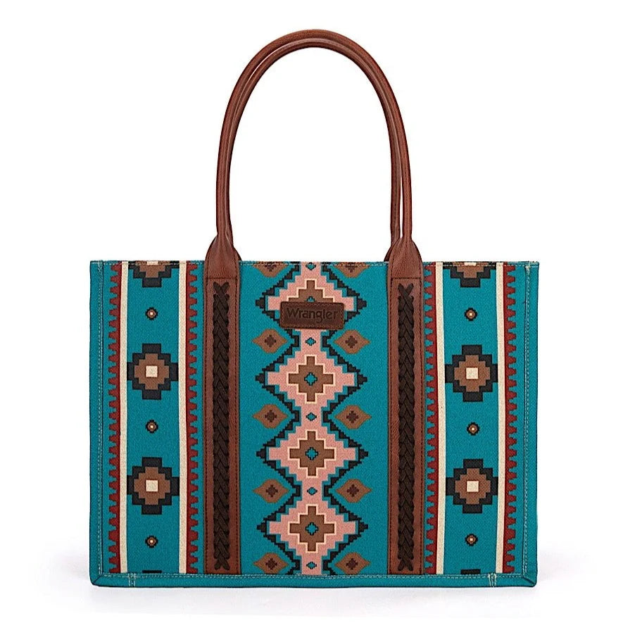 Wrangler South Western Tote Bag- Aqua