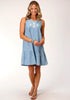 Roper Womens Sleeveless Dress- Solid Blue