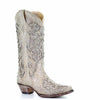 Women's Corral White Glitter Inlay and Crystal Boots