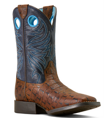 Ariat Kids Knox Brown Croc Print & Navy Boots