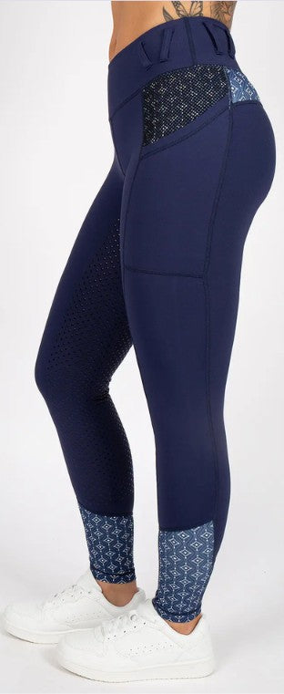 BARE Youth Performance Riding Tights - Navy Nomad