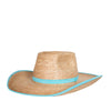 Sunbody Ava Palm Leaf Hat - Oak/Turquoise Gingham