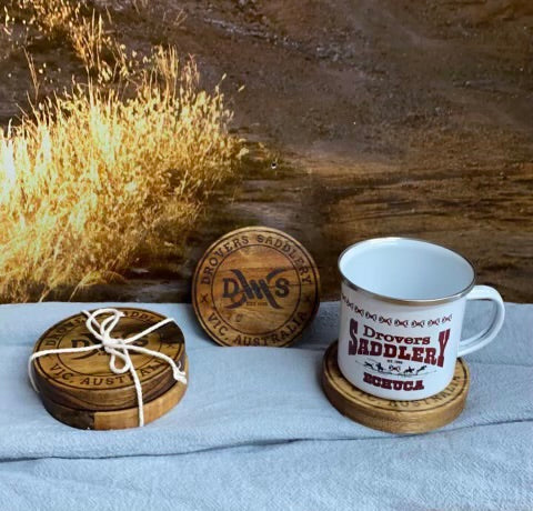 Drovers Saddlery Wooden Coasters