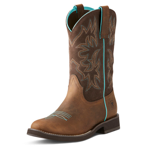 Ariat Womens Delilah Western Boots Distressed Brown/Fudge