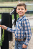 Pure Western Boys Todd Shirt - Navy/Tan