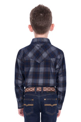 Pure Western Kid's Harley Navy & Tan Shirt