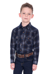 Pure Western Kid's Harley Navy & Tan Shirt