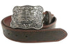 Pilbara Western Rodeo Buckle Tooled Leather Belt - Dark Brown