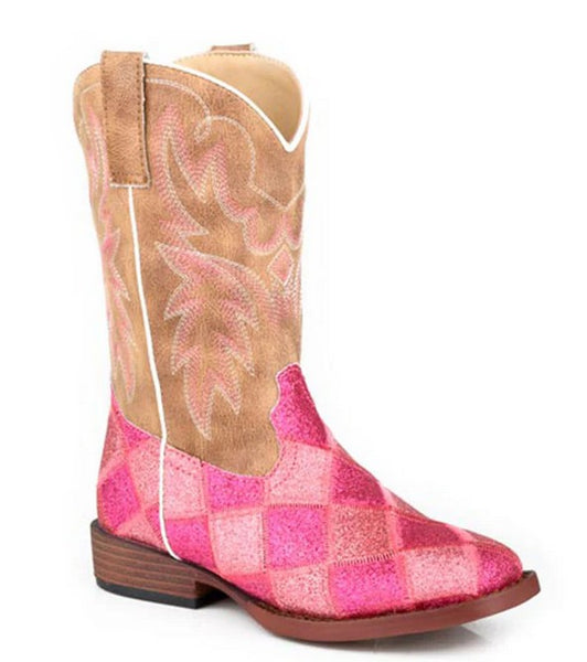 Roper Kids Glitter Block Pink & Tan