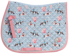 Bambino Pony Print Saddle Pad - Pale Blue/Pink