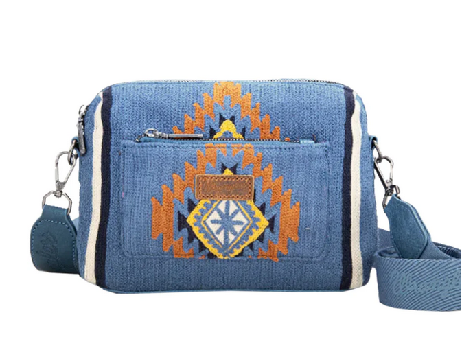 Wrangler Maya Aztec Crossbody Bag- Blue