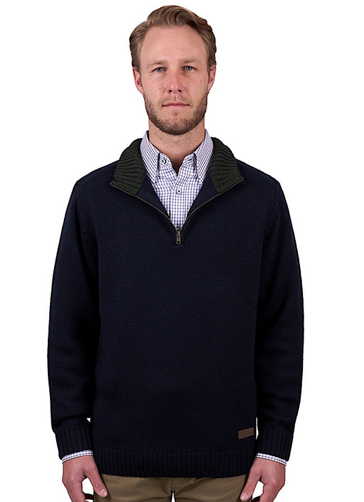 Thomas Cook Men's Mason Merino 1/4 Zip Jumper - Navy