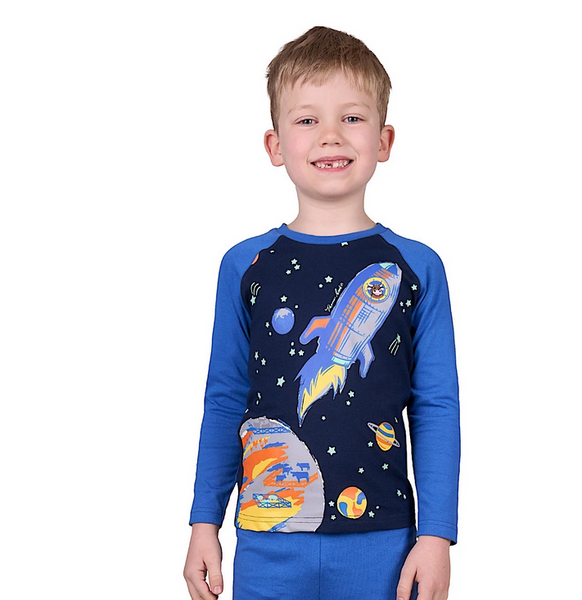 Thomas Cook Boy's Sky Rocket Glow In the Dark Pyjamas - Navy/Denim