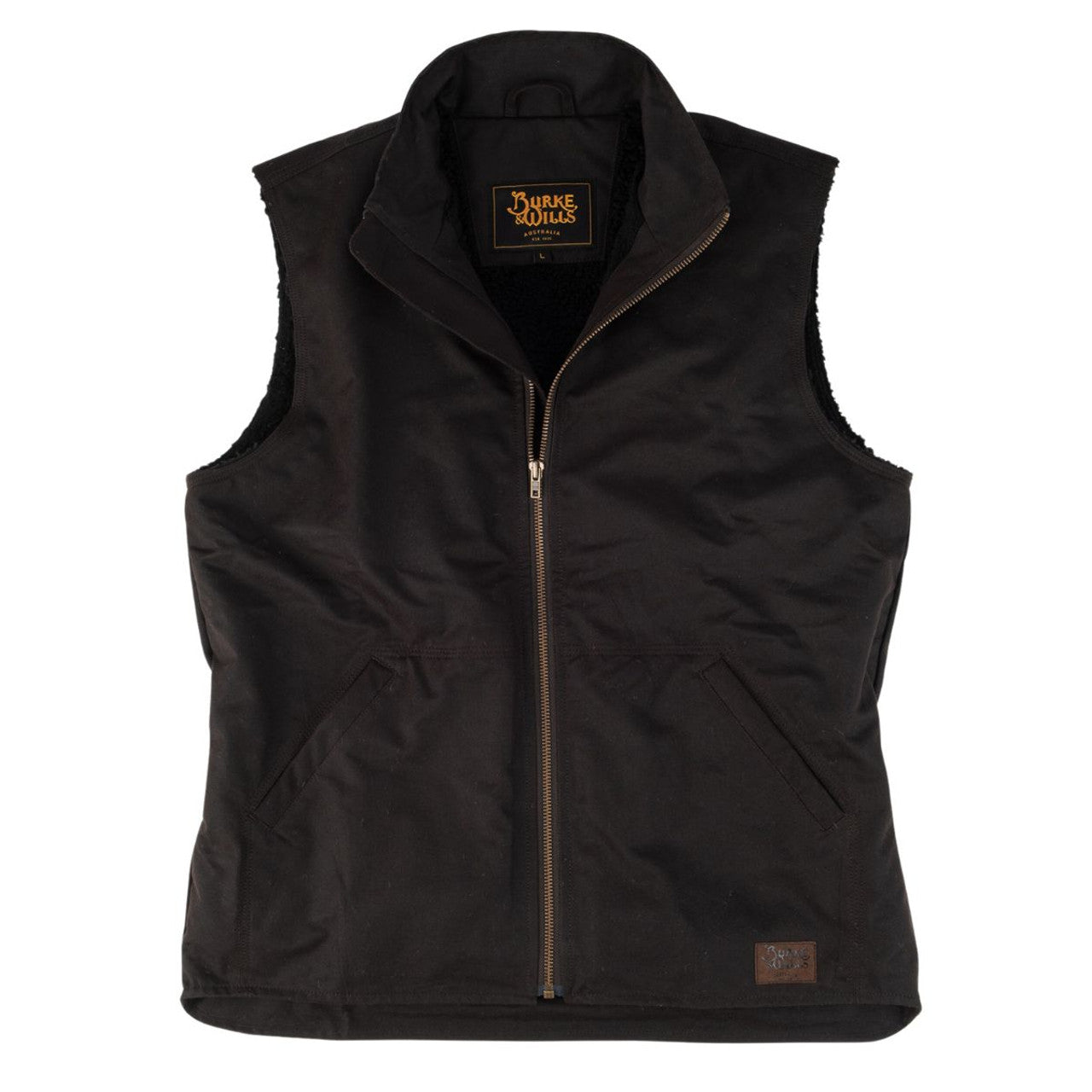 Burke and Wills Men's Brown Stockman Oilskin Vest