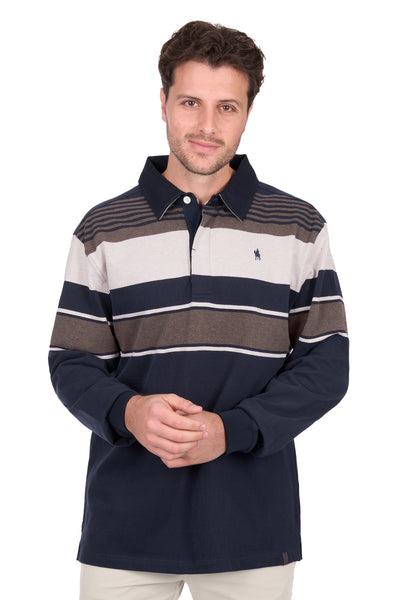 Thomas Cook Men's Byran Stripe Navy & Tan Rugby