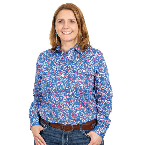 Just Country Women's Jahna Shirt- Azule Paisley