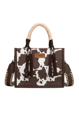Wrangler Cowprint Tassle Crossbody Bag