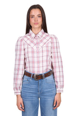 Wrangler Women's Henley Pink & Cream Shirt