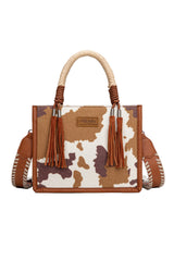 Wrangler Cowprint Tassle Crossbody Bag