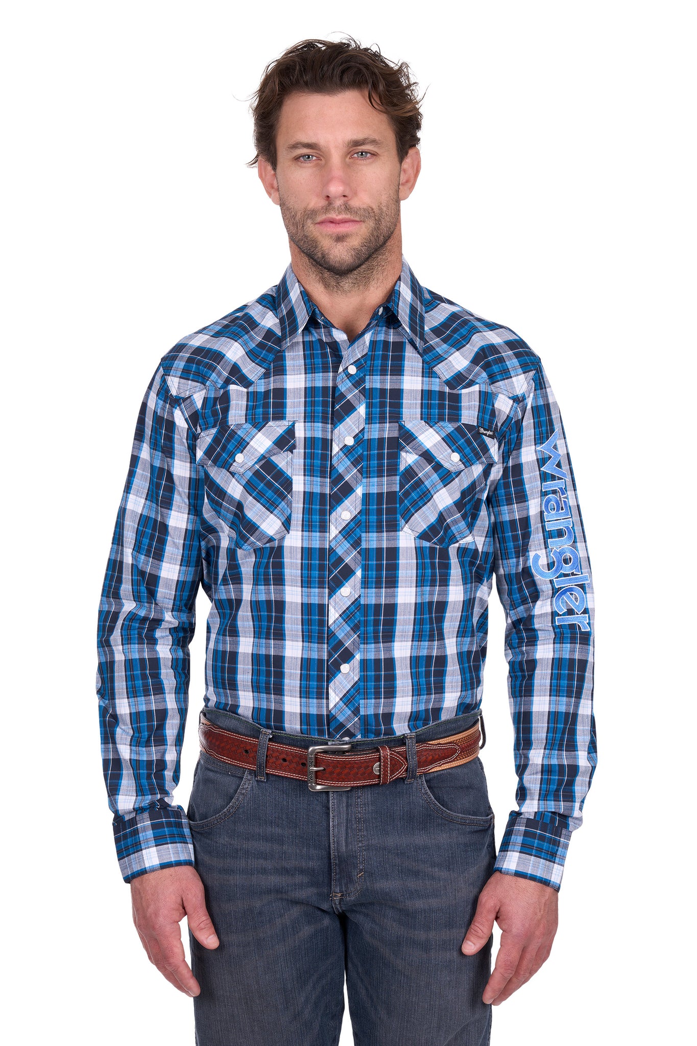 Wrangler Men's Tony Logo Navy & Blue Shirt
