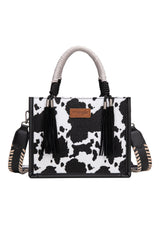 Wrangler Cowprint Tassle Crossbody Bag