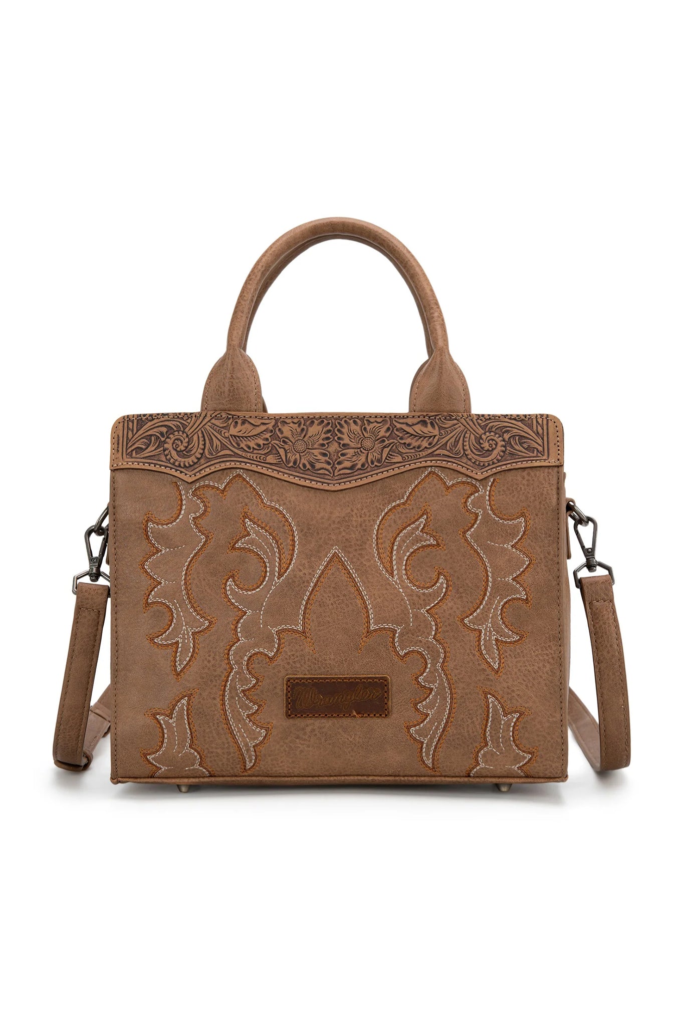 Wrangler Women's Embroidered Crossbody Bag- Camel