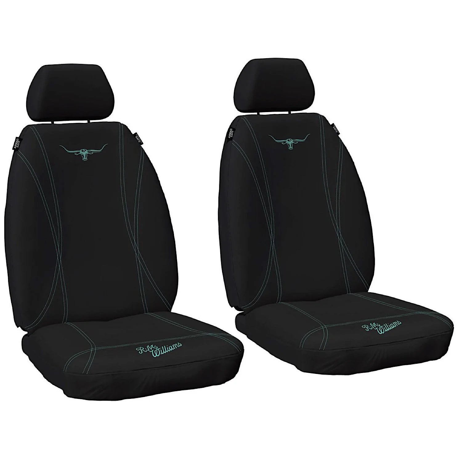 R.M.Williams Jacquard Seat Covers Black Aqua Drovers Saddlery