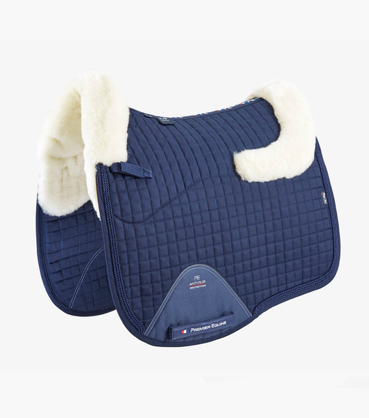 Premier Equine Merino Wool Half Lined European Dressage Pad Navy/Natural