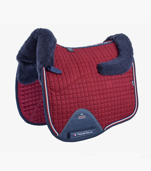 Premier Equine Merino Wool Half Lined European Dressage Pad Burgandy/Navy