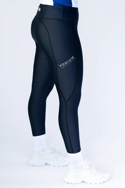 Podium Equestrian High Performance Tights with Pockets- Black