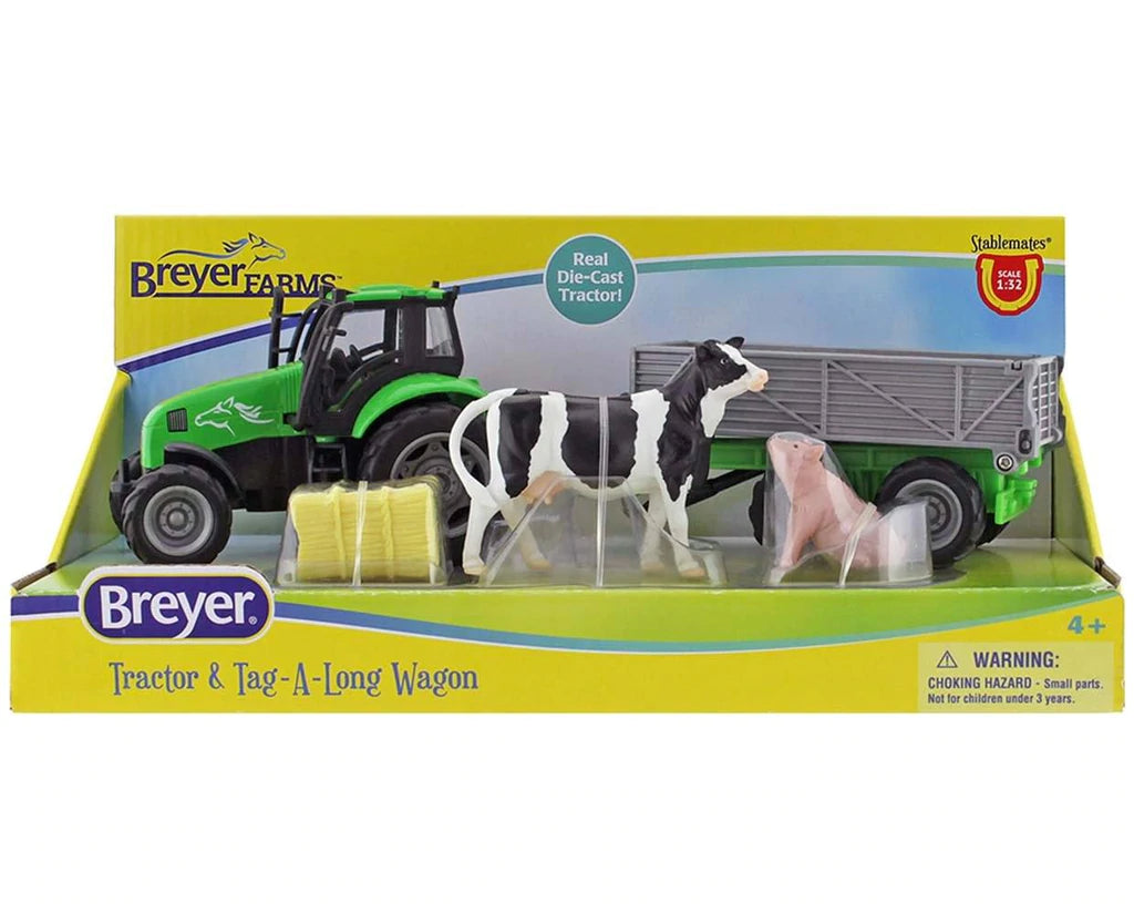 Breyer Farms Tractor & Tag A Long Wagon
