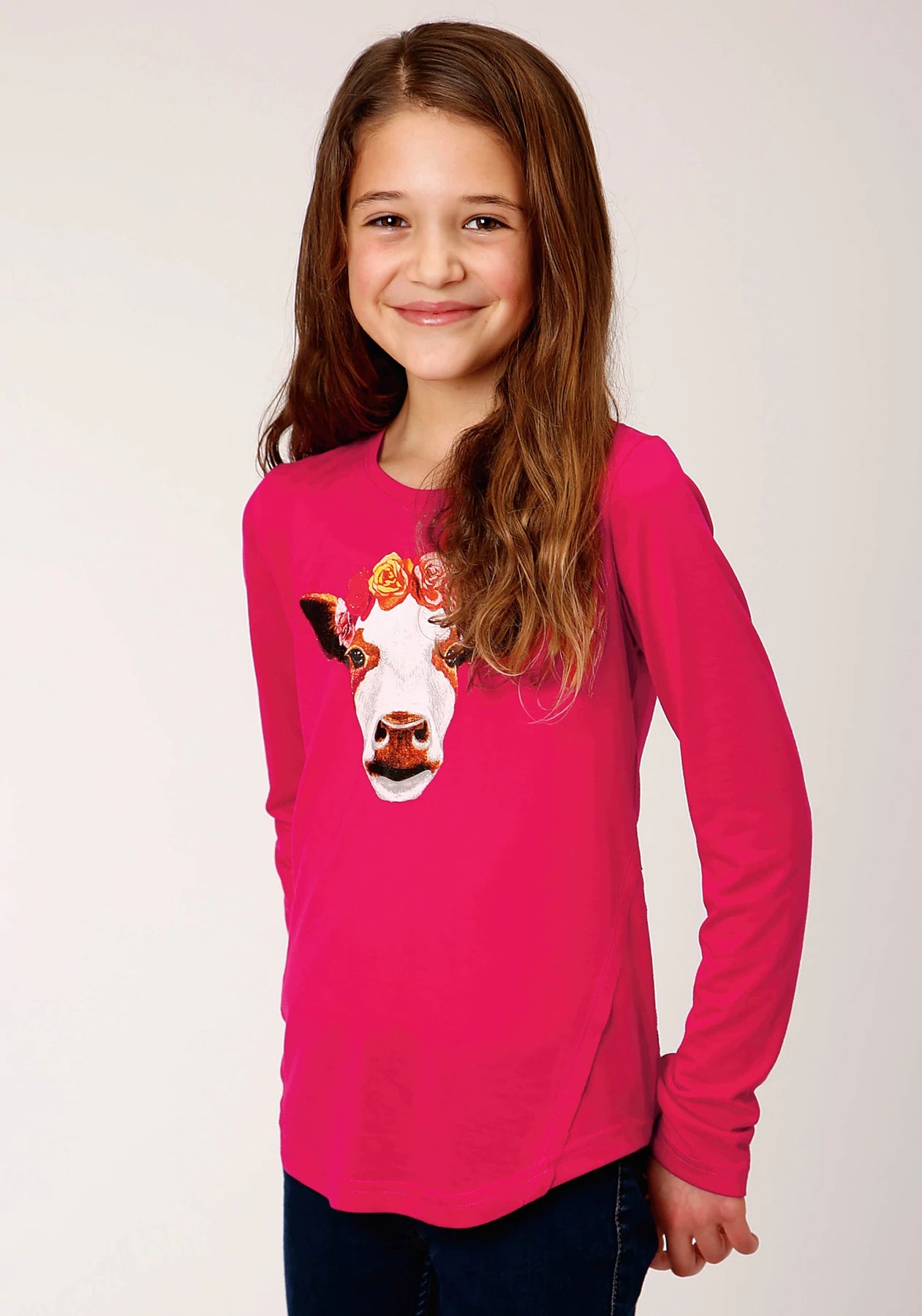 Roper Girl's Five Star Collection Long Sleeve Red