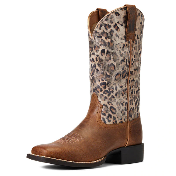 Ariat Women's Round Up Wide Square Toe Leopard Print